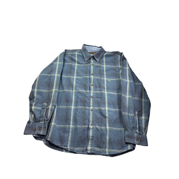 Bit & Bridle Mens Plaid Button Down Long Sleeve Shirt Size XL Blue Green White - Picture 1 of 5